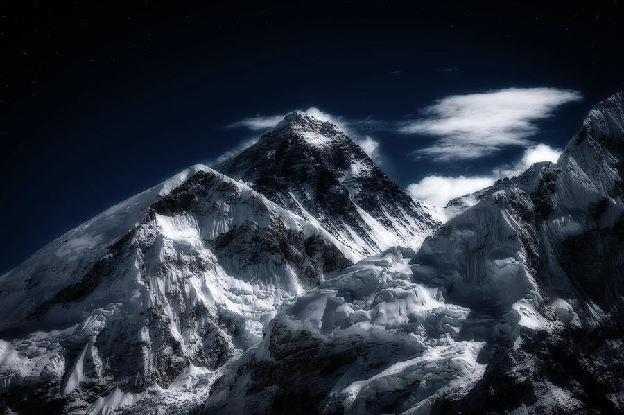 Mount Everest In Moonlight Photograph