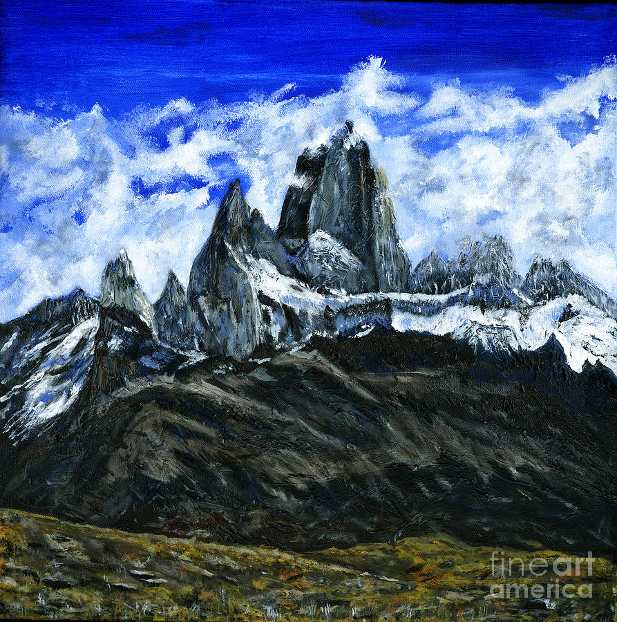 Mount Fitz Roy Painting Painting by Timothy Hacker