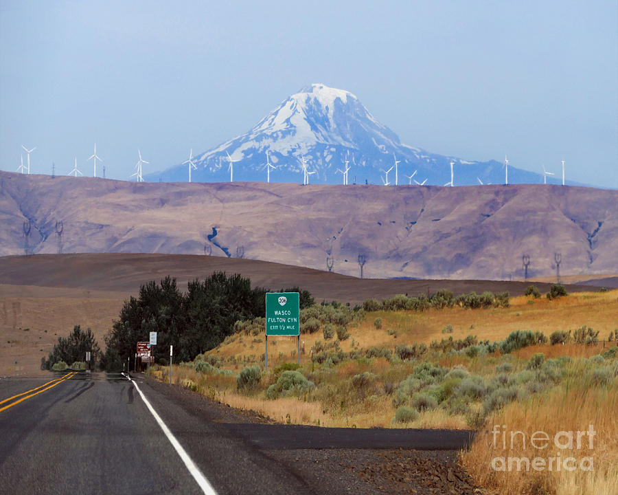 Mount Adams and Wind Turbines, Oregon Photograph by Catherine Sherman