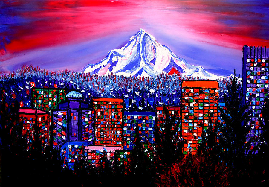 Mount Hood AT Dusk 3 Painting by James Dunbar