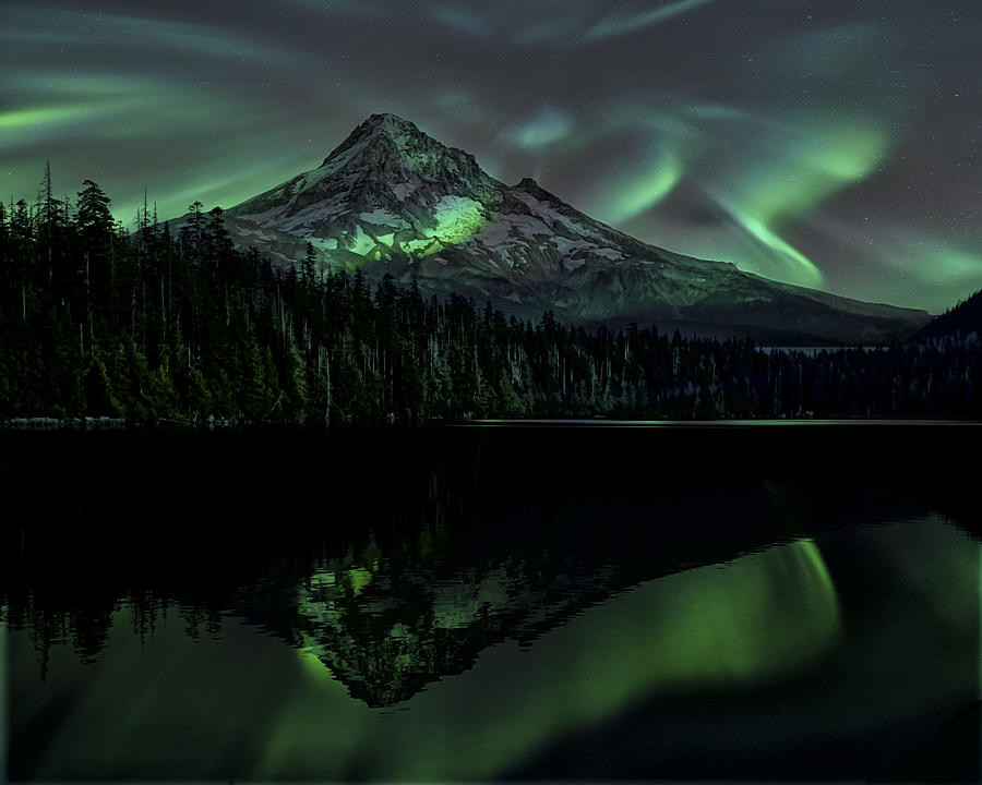 Mount Hood Aurora Borealis I Photograph by Gigi Ebert
