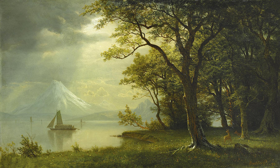 Mount Hood. Columbia River Painting by Albert Bierstadt