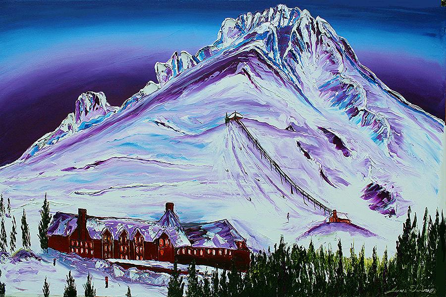 Mount Hoods Over Timber Lodge Sky Lift Painting by James Dunbar