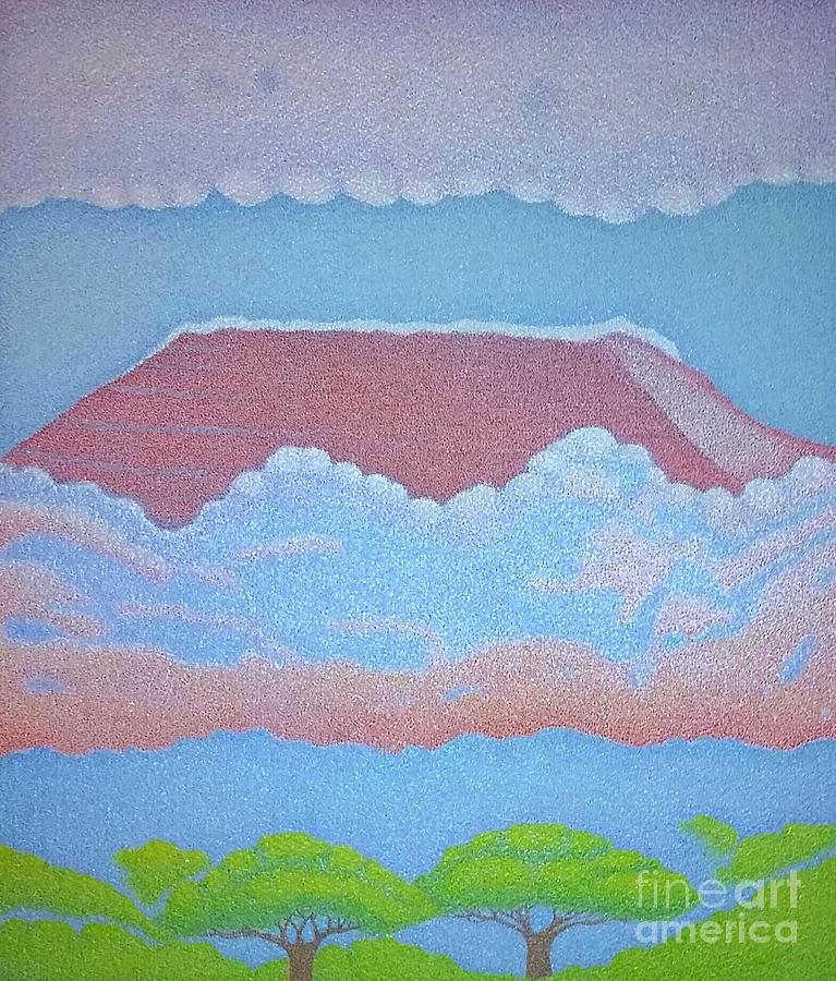 Mount Kilimanjaro Painting by Assumpta Tafari Tafrow Neo-Impressionist Works on Paper