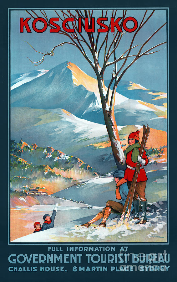 Vintage Painting - Mount Kosciusko Vintage Travel Poster Restored by Vintage Treasure