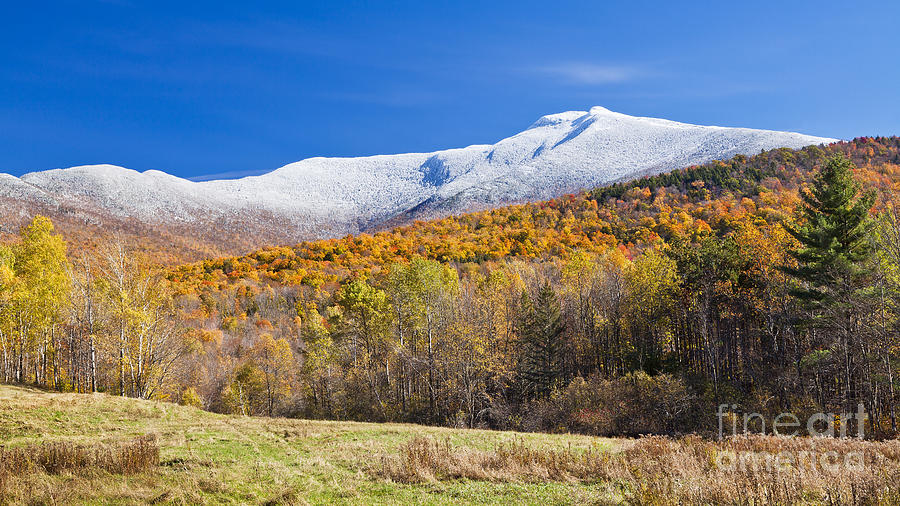Mount Mansfield Early Snowfall Photograph by Alan L Graham