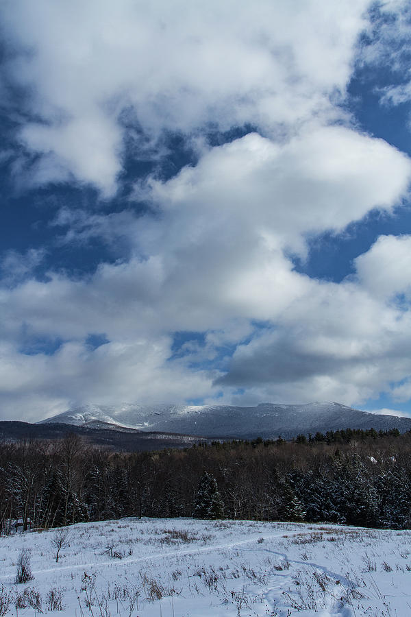 Mount Mansfield In Underhill, Vermont With Snow And Clouds Photograph