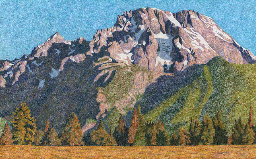 Mount Moran Drawing by Dan Miller