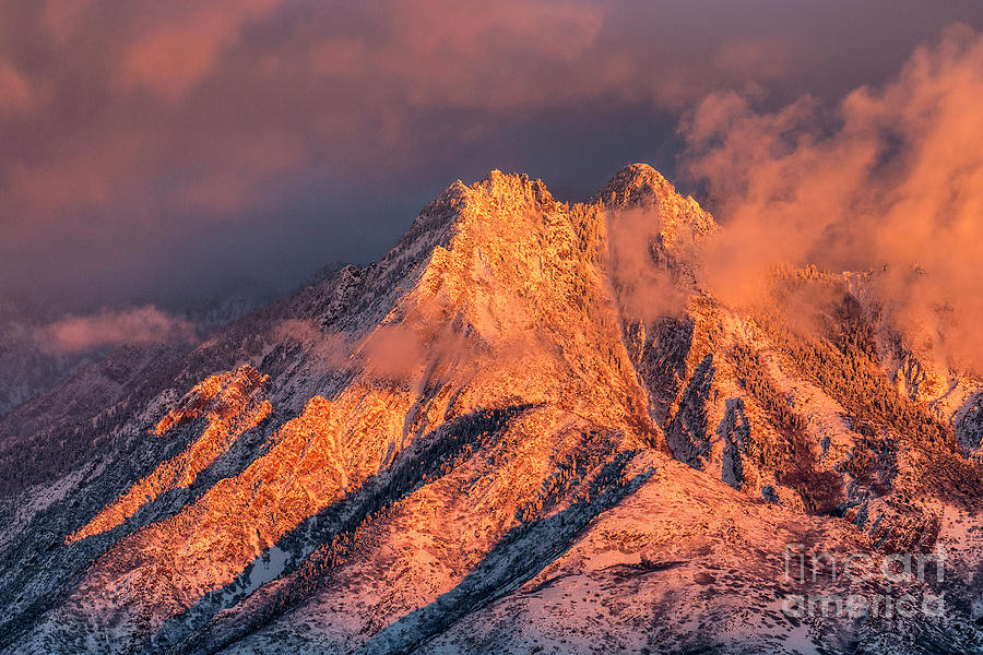 Sunset Photograph - Mount Olympus Winter Sunset by Spencer Baugh