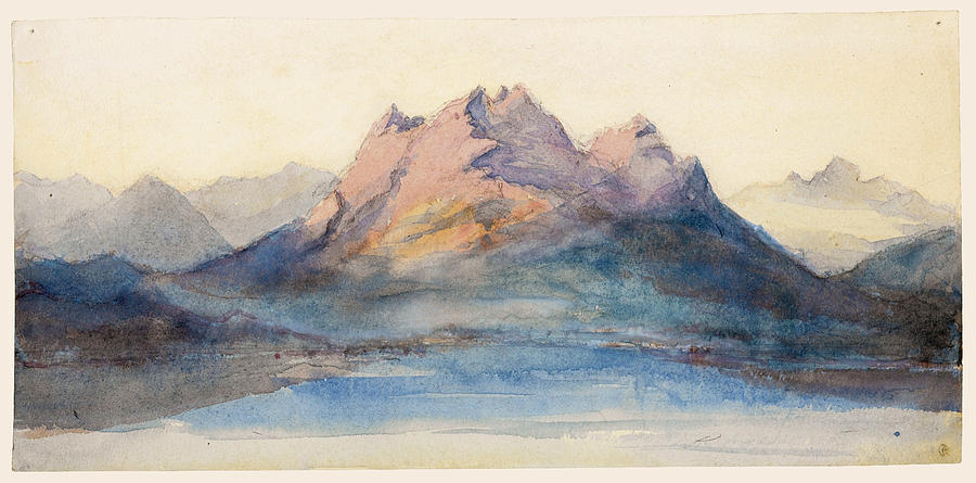 Mount Pilatus from Lake Lucerne, Switzerland Drawing by John Ruskin