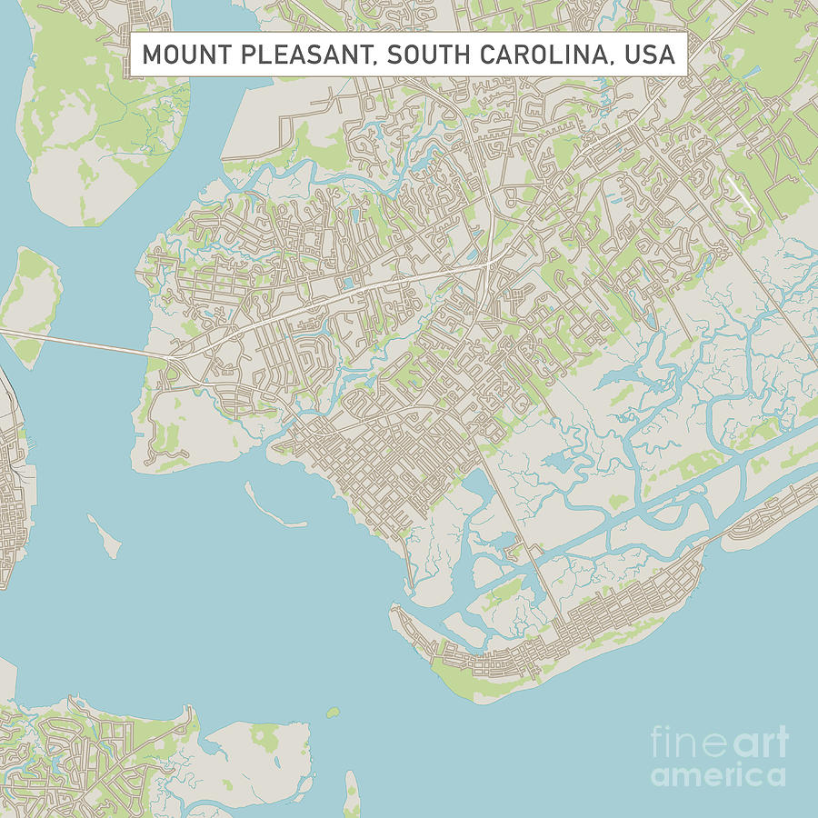 Mount Pleasant South Carolina Us City Street Map Frank Ramspott 