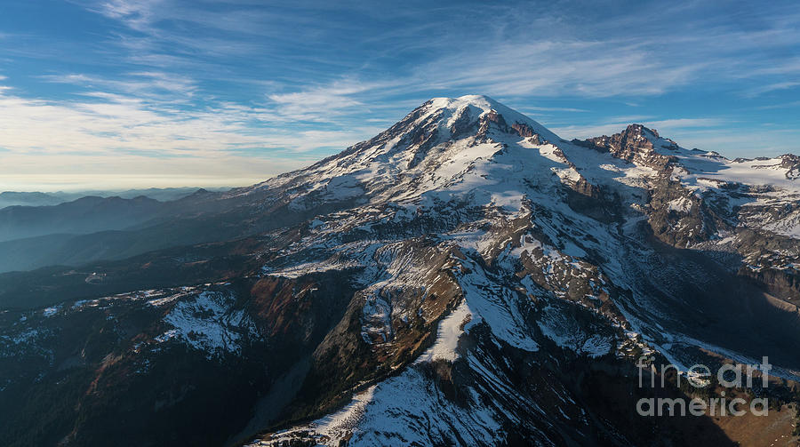 Mount Rainier Aerial Photography Over Cowlitz Divide Photograph by Mike ...