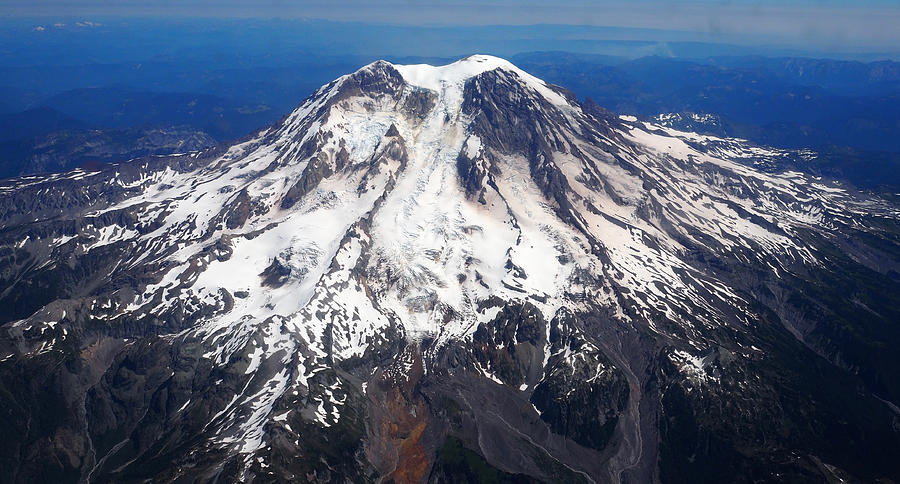 Mount Rainier Aerial view Photograph by Life Makes Art