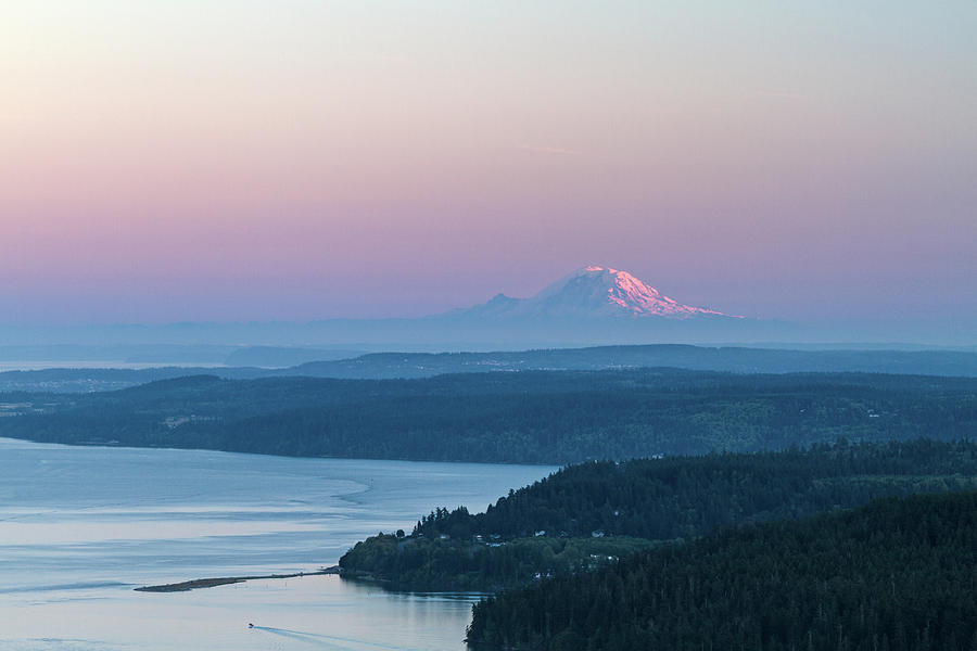 Mount Rainier at Sunset from Fidalgo Island Photograph by Michael Russell