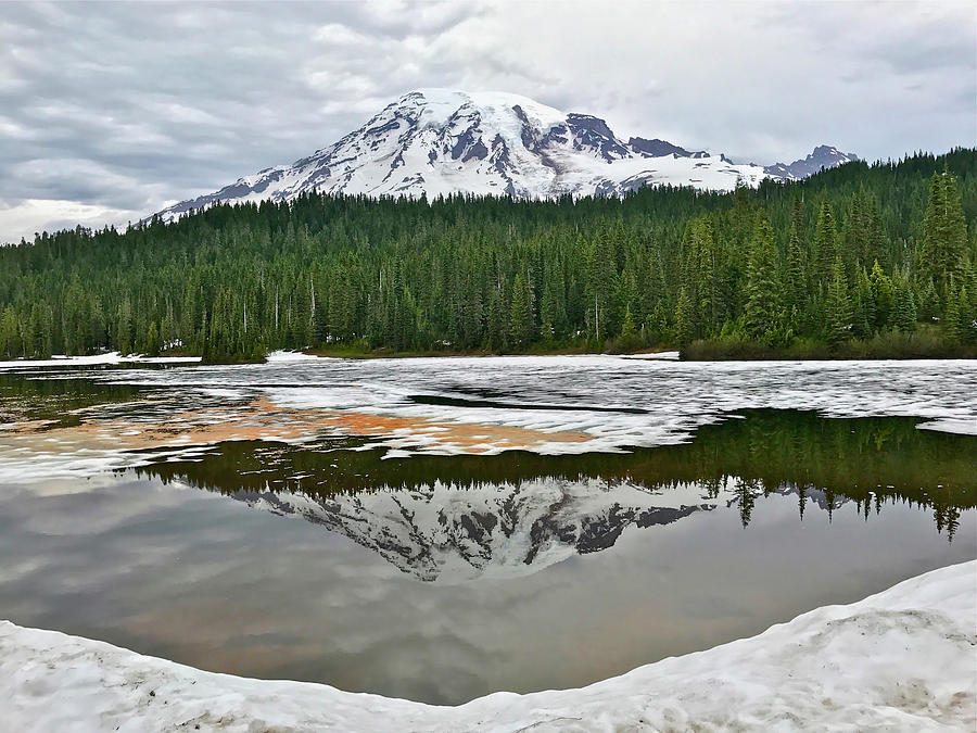 Mount Rainier from Reflection Lakes Photograph by Don Mercer