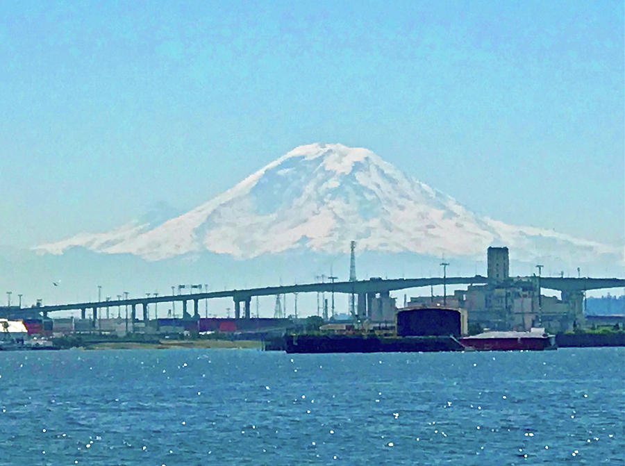 Mount Rainier from Seattle Harbor Photograph by Don Mercer