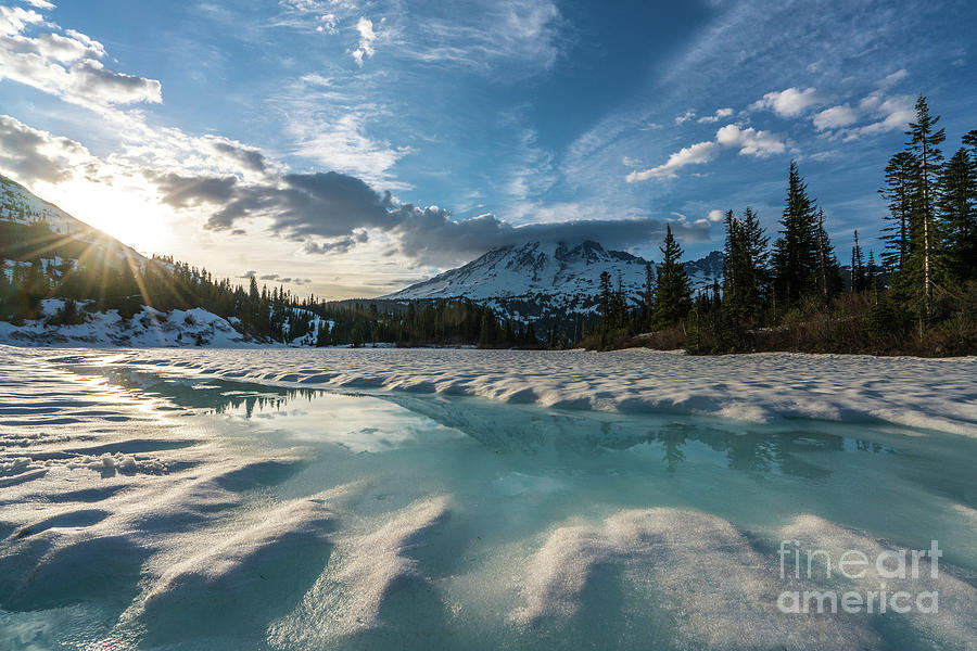 Mount Rainier Icy Lake Reflection Photograph by Mike Reid