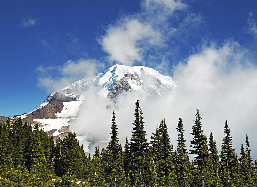 Mount Rainier In Clouds Photograph by Brendan Reals