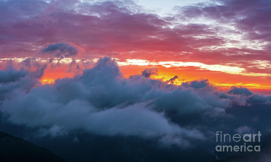 Mount Rainier National Park Above The Clouds At Sunset Photograph