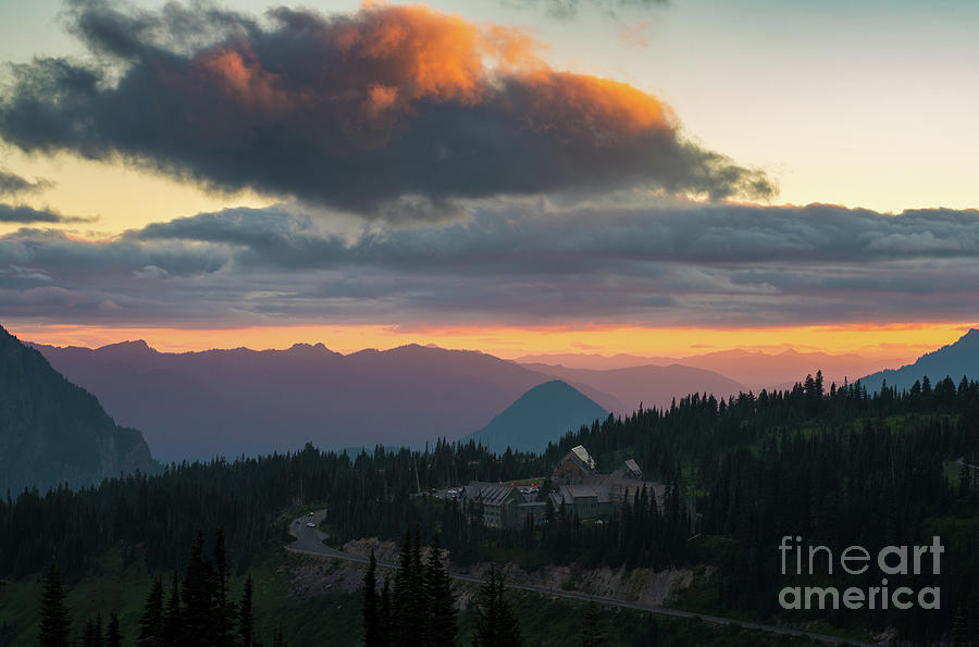 Mount Rainier National Park Paradise Visitor Area at Sunset Photograph by Mike Reid
