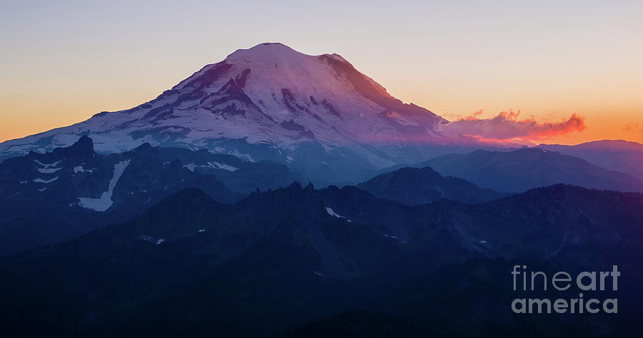 Mount Rainier Sunset From Above Photograph