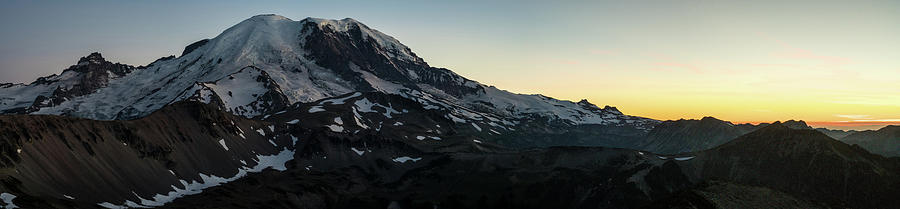 Mount Rainier Sunset Light Panorama Photograph by Mike Reid