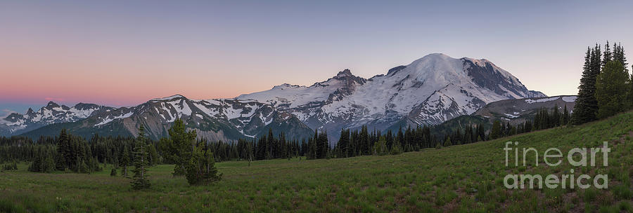 Mount Rainier Sunset Pano Photograph by Michael Ver Sprill