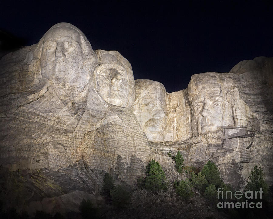 Mount Rushmore at Night Photograph by Jerry Fornarotto
