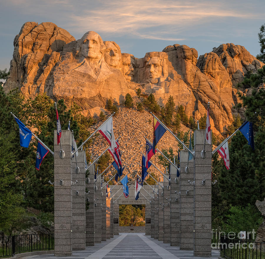 Mount Rushmore Avenue of Flags Photograph by Jerry Fornarotto