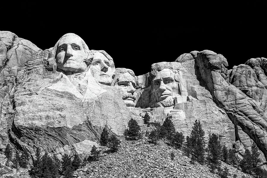 Rushmore Photograph - Mount Rushmore BW by Penny Meyers