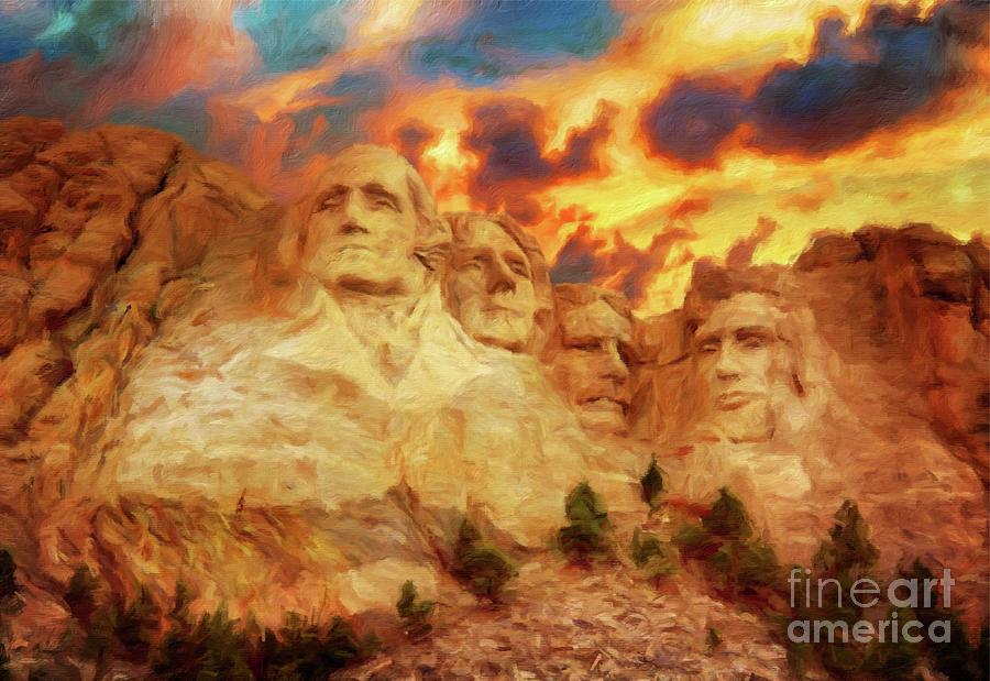 Rushmore Painting - Mount Rushmore by Sarah Kirk by Esoterica Art Agency