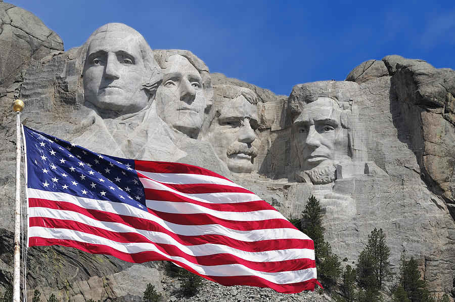 American Flag Photograph - Mount Rushmore by Christian Heeb