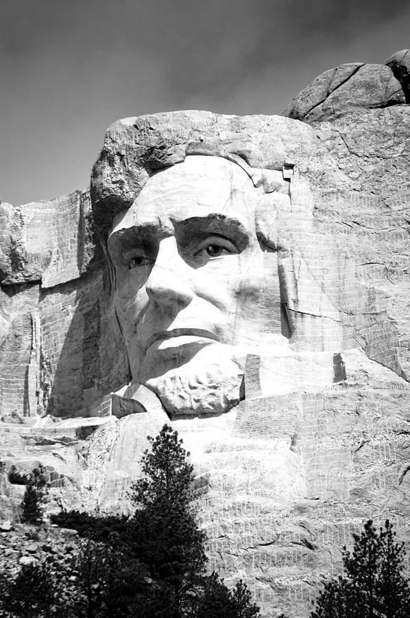 Mount Rushmore National Landmark President Abraham Lincoln South Dakota Black and White Photograph by Shawn OBrien