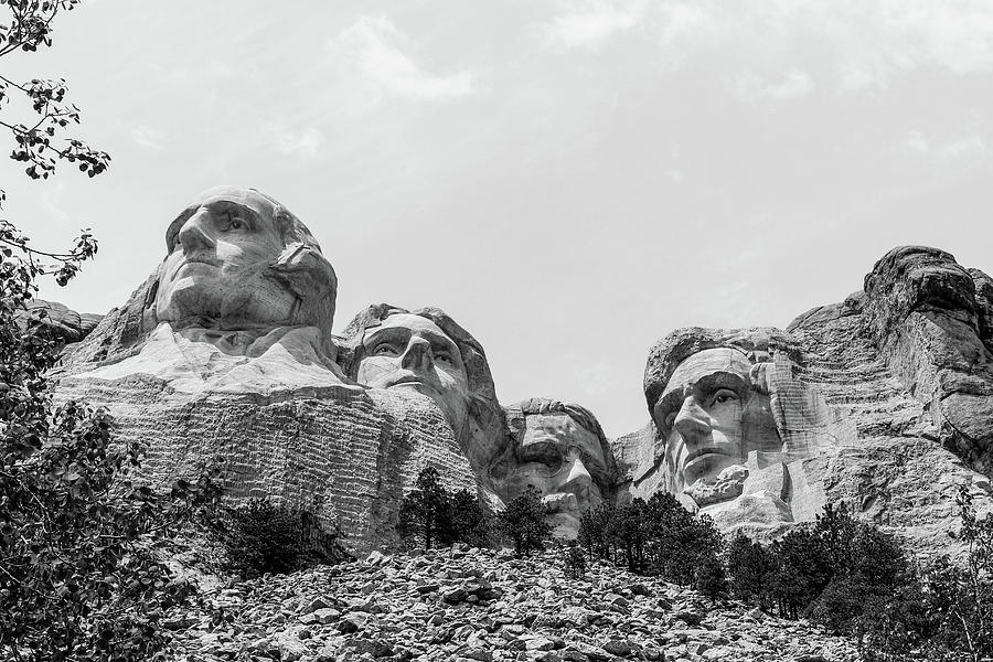 Mount Rushmore National Memorial in BW Photograph by Doug Camara