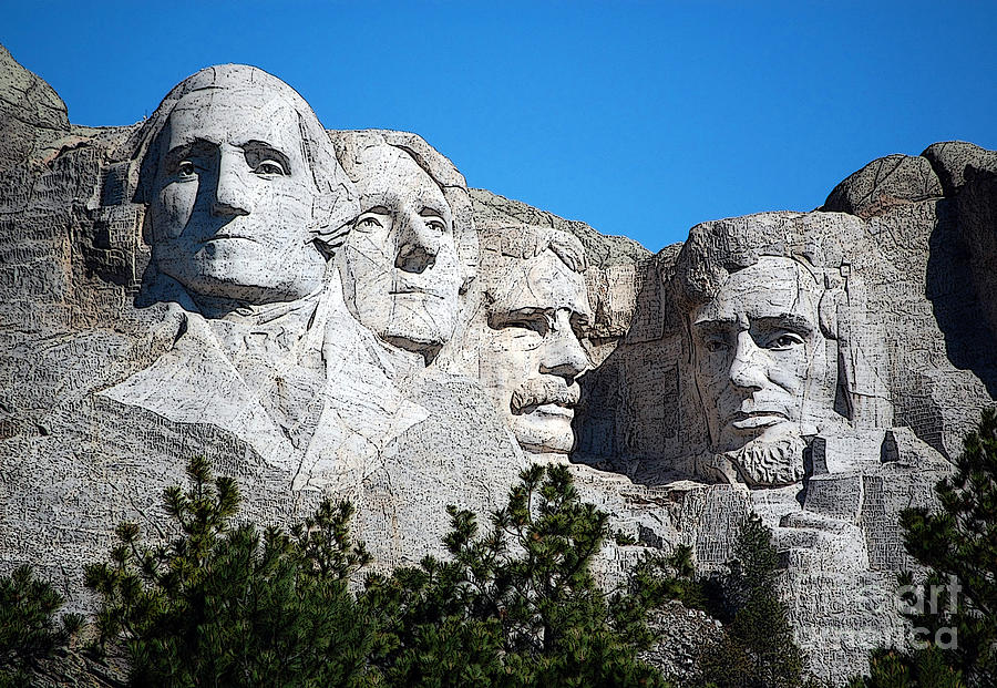 Mount Rushmore Presidents American National Historic Monument South Dakota Poster Edges Digital Art Photograph by Shawn OBrien