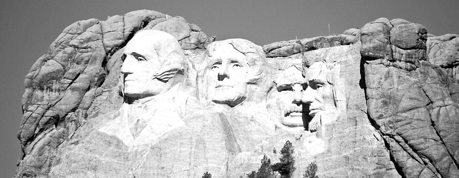 George Washington Photograph - Mount Rushmore Profile National Monument South Dakota Panoramic Black and White by Shawn OBrien