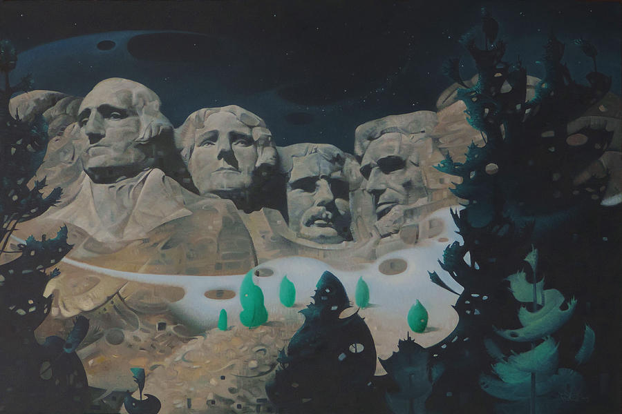 Mount Rushmore Under The Stars Painting by T S Carson