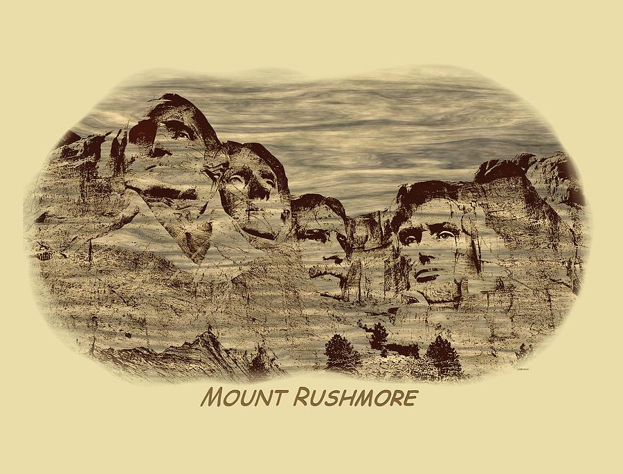 Rushmore Photograph - Mount Rushmore Woodburning 2 by John M Bailey