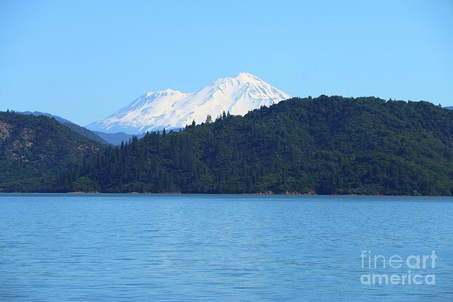 Nature Photograph - Mount Shasta and Shasta Lake by Christiane Schulze Art And Photography