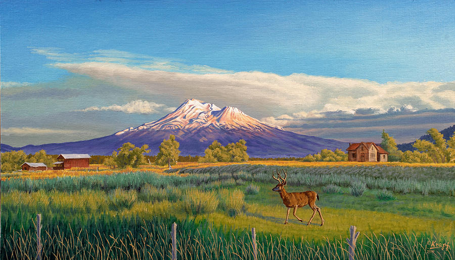 Buck Deer Painting - Mount Shasta by Paul Krapf