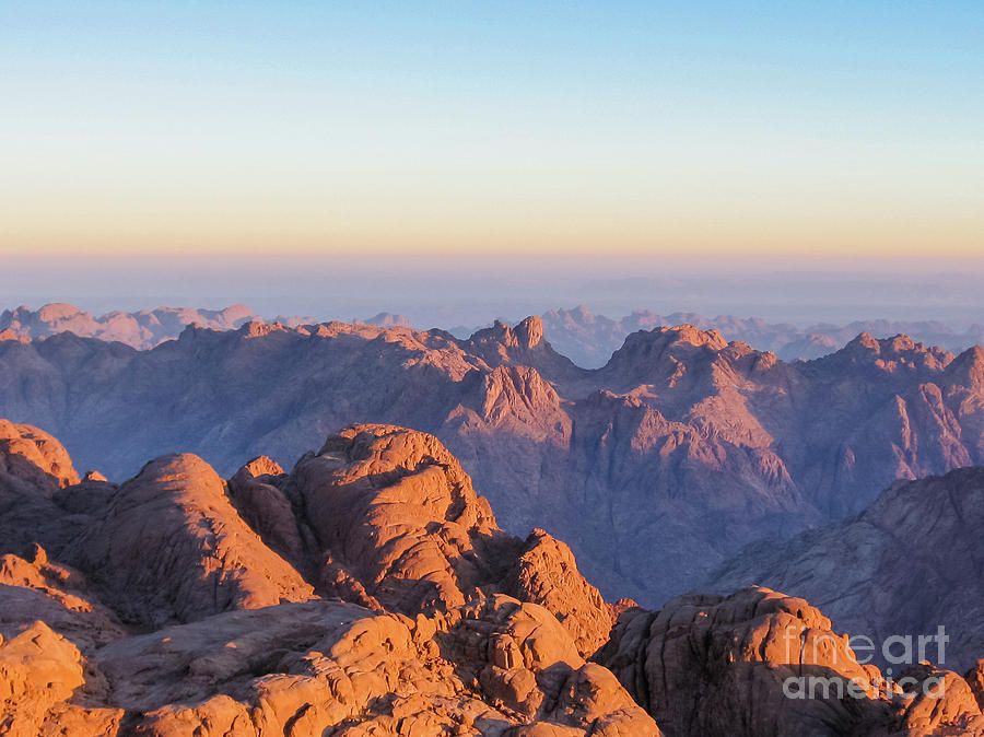 Mount Sinai at sunrise Pyrography by Benny Marty
