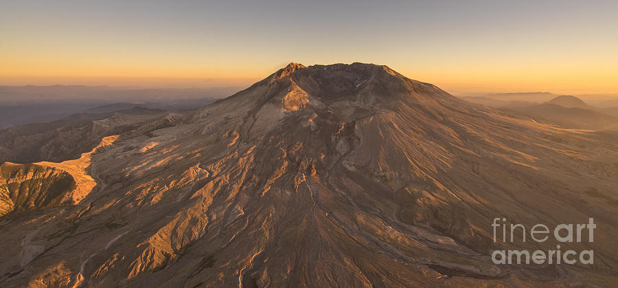 Mount St Helens Aerial Dusk Photograph by Mike Reid