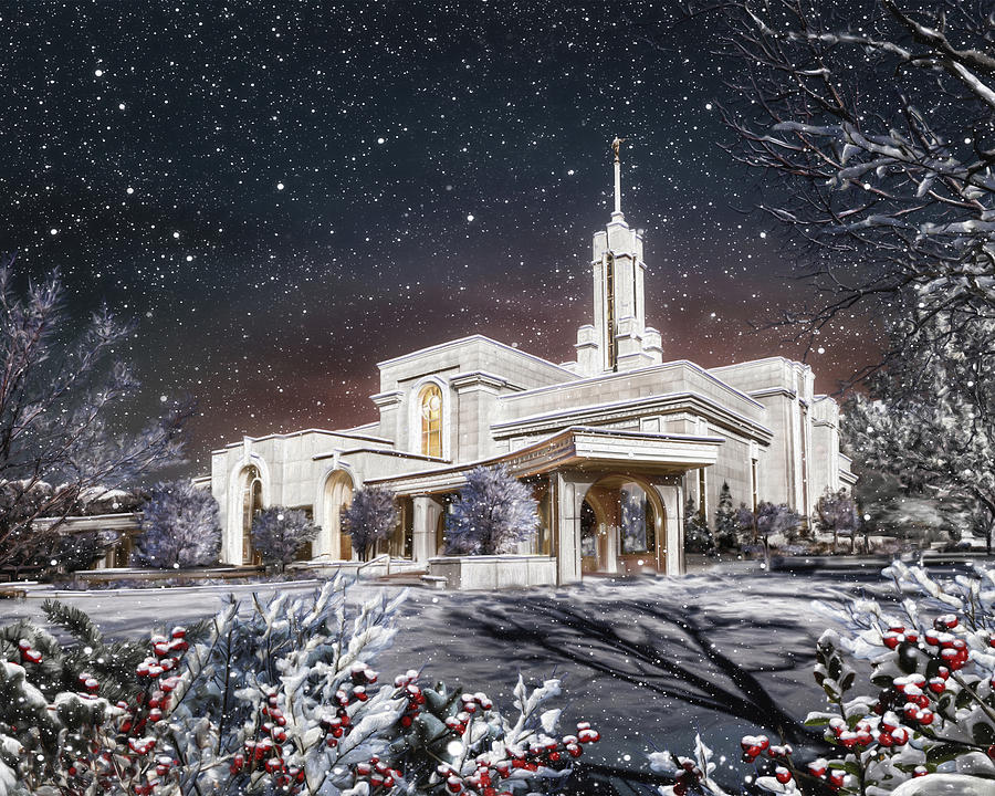 Winter Painting - Mount Timpanogos Temple #3 by Brent Borup