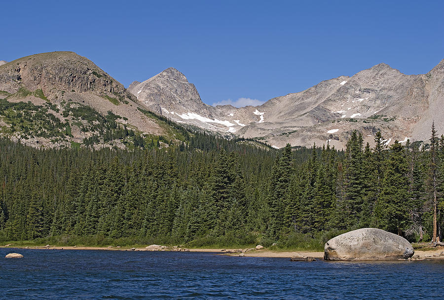 Mountain Photograph - Mount Toll at center left from Brainard Lake in the Indian Peaks Wilderness Colorado by Brendan Reals