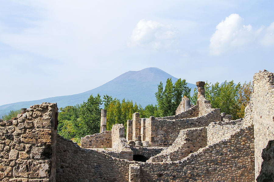 Nature Photograph - Mount Vesuvius Beyond the Ruins of Pompei by Allan Levin