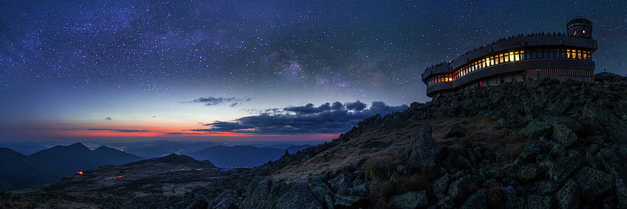 Mount Washington Summit Milky Way Panorama Photograph by White Mountain Images
