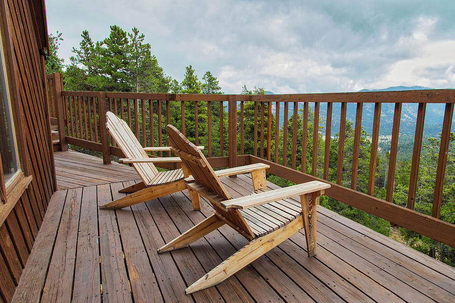 Mountain Adirondack Chairs Photograph by Lorraine Baum