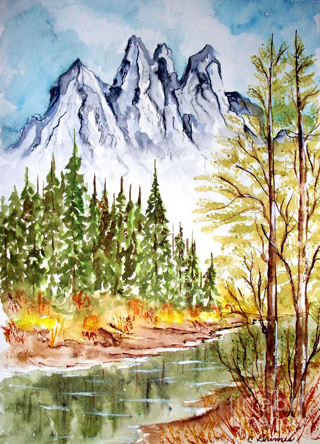 Mountain Alps Painting by Carol Grimes
