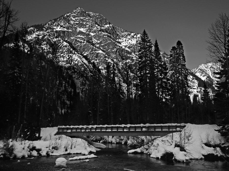 Nature Photograph - Mountain and Bridge Black and White by Pelo Blanco Photo