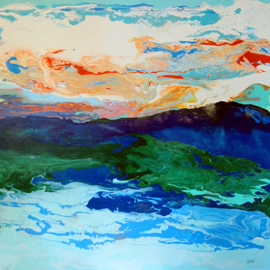Abstract Painting - Mountain and Sea by Carole Sluski